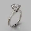 Graduated Milgrain Round Cut Moissanite Engagement Ring