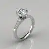 Graduated Milgrain Round Cut Moissanite Engagement Ring