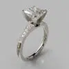 Graduated Milgrain Princess Cut Moissanite Engagement Ring
