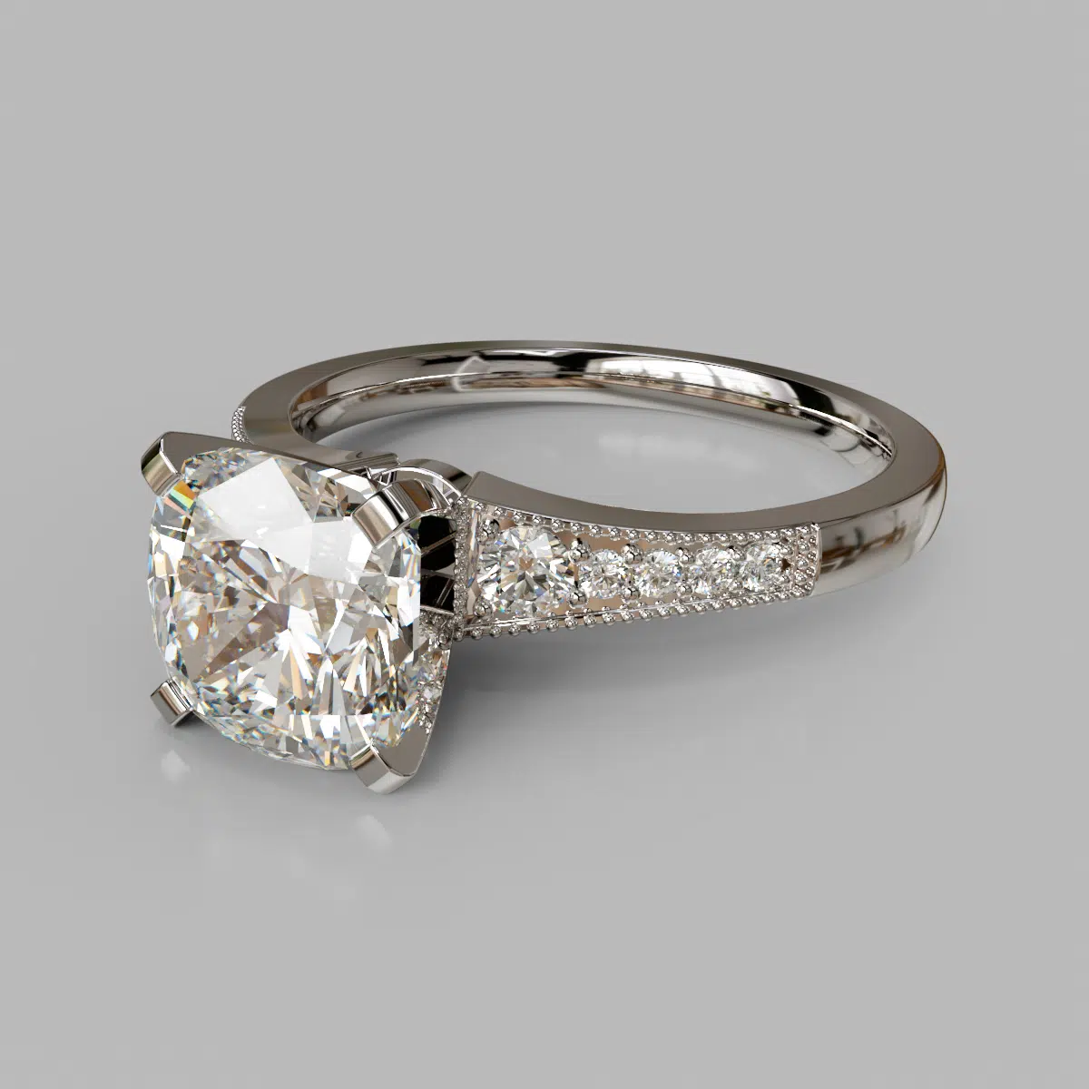 Graduated Milgrain Cushion Cut Moissanite Engagement Ring Graduated Milgrain Cushion Cut Moissanite Engagement Ring