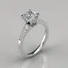 Graduated Milgrain Cushion Cut Moissanite Engagement Ring