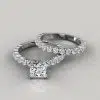Moissanite Princess Cut Shared Prong Engagement Ring and Wedding Band Set
