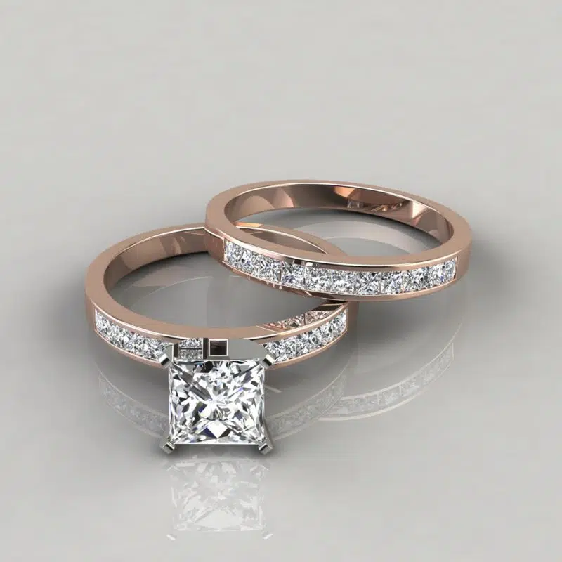Moissanite Princess Cut Moissanite Bridal Set Rings