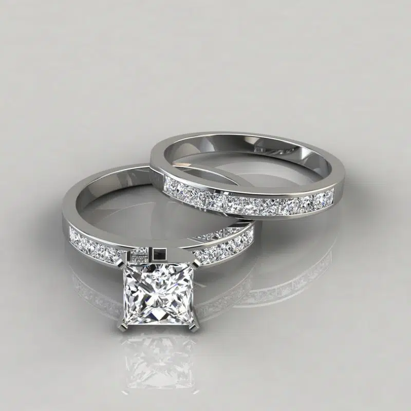 Moissanite Princess Cut Moissanite Bridal Set Rings