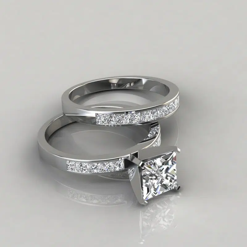 Moissanite Princess Cut Moissanite Bridal Set Rings