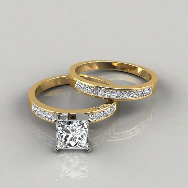 Moissanite Princess Cut Moissanite Bridal Set Rings