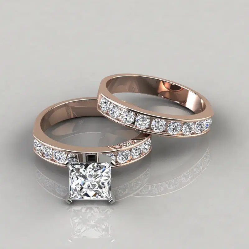 Princess Cut Moissanite Engagement Ring and Wedding Band Set