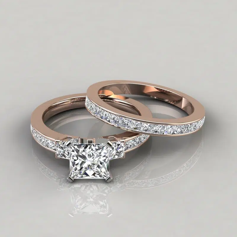 Moissanite Princess Cut Wedding Bands Set