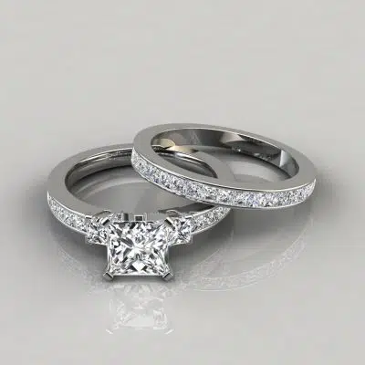 Moissanite Princess Cut Wedding Bands Set