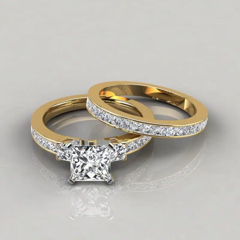 Moissanite Princess Cut Wedding Bands Set