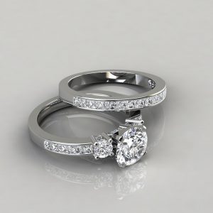 Moissanite Round Cut Engagement Ring and Wedding Band Set | Forever ...