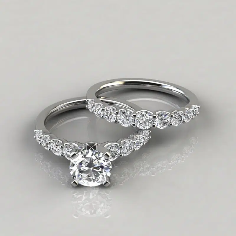 Moissanite Graduated Round Cut Moissanite Bridal Set