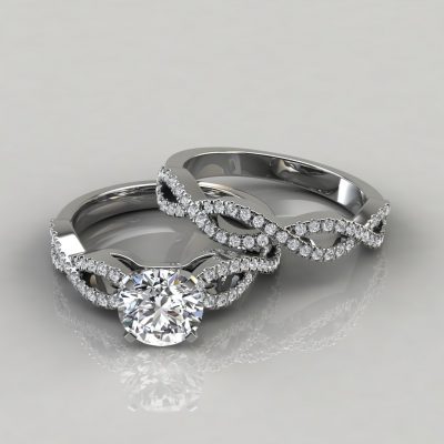 Moissanite Infinity Design Round Cut Bridal Set Rings