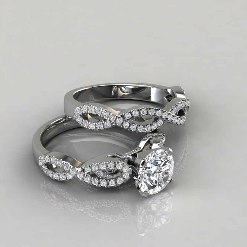 Moissanite Infinity Design Round Cut Bridal Set Rings