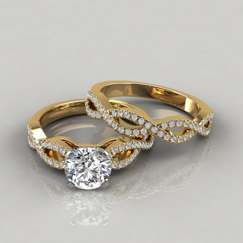 Moissanite Infinity Design Round Cut Bridal Set Rings | Forever Moissanite