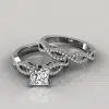 Moissanite Infinity Design Princess Cut Bridal Set Rings