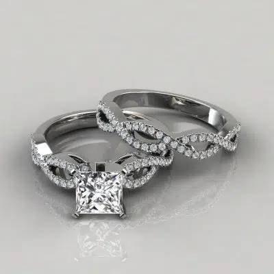 Moissanite Infinity Design Princess Cut Bridal Set Rings