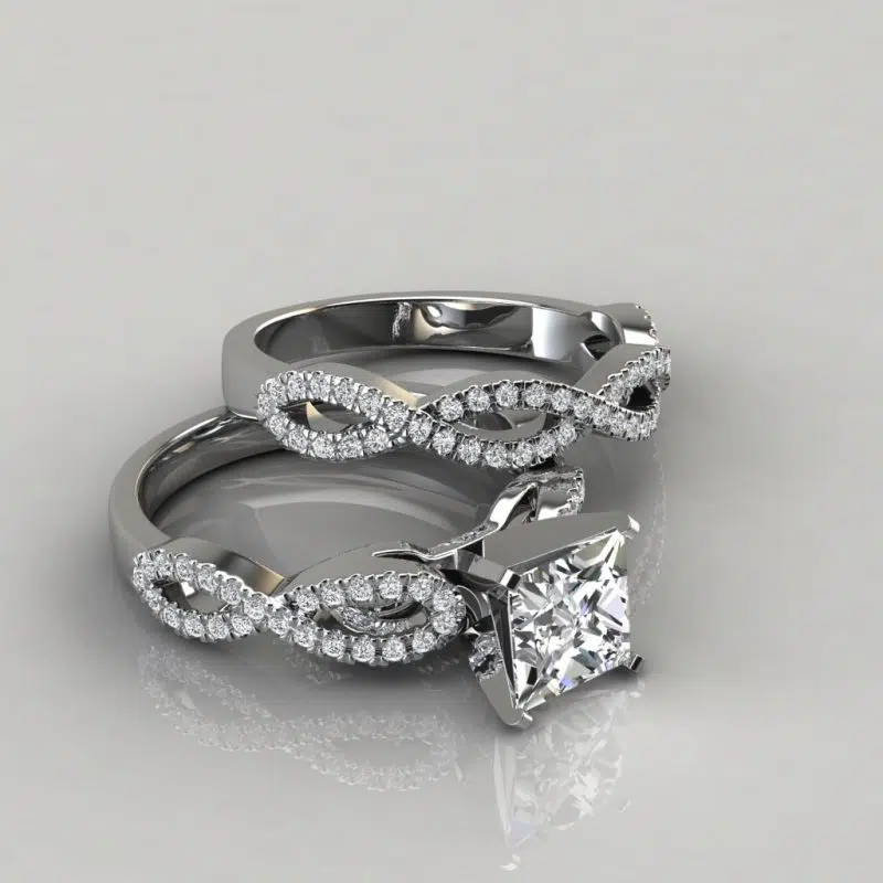 Moissanite Infinity Design Princess Cut Bridal Set Rings