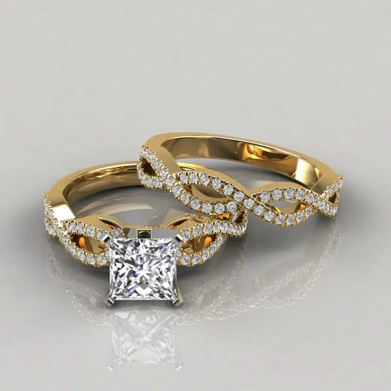 Moissanite Infinity Design Princess Cut Bridal Set Rings