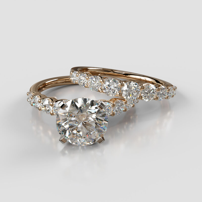 Moissanite Graduated Round Cut Moissanite Bridal Set