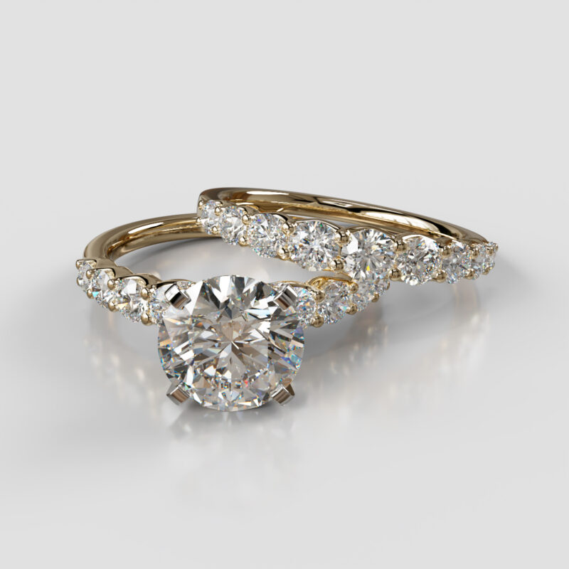 Moissanite Graduated Round Cut Moissanite Bridal Set