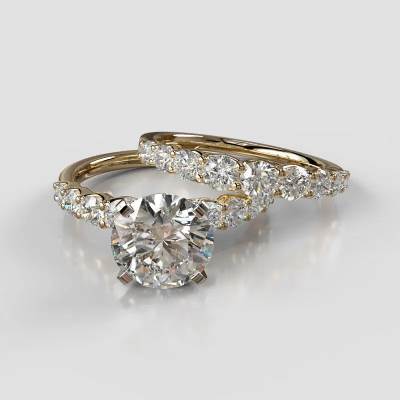 Moissanite Graduated Round Cut Moissanite Bridal Set