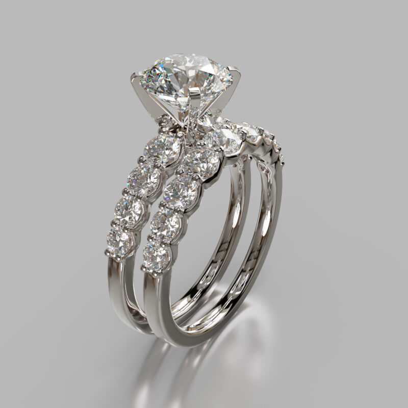 Moissanite Graduated Round Cut Moissanite Bridal Set