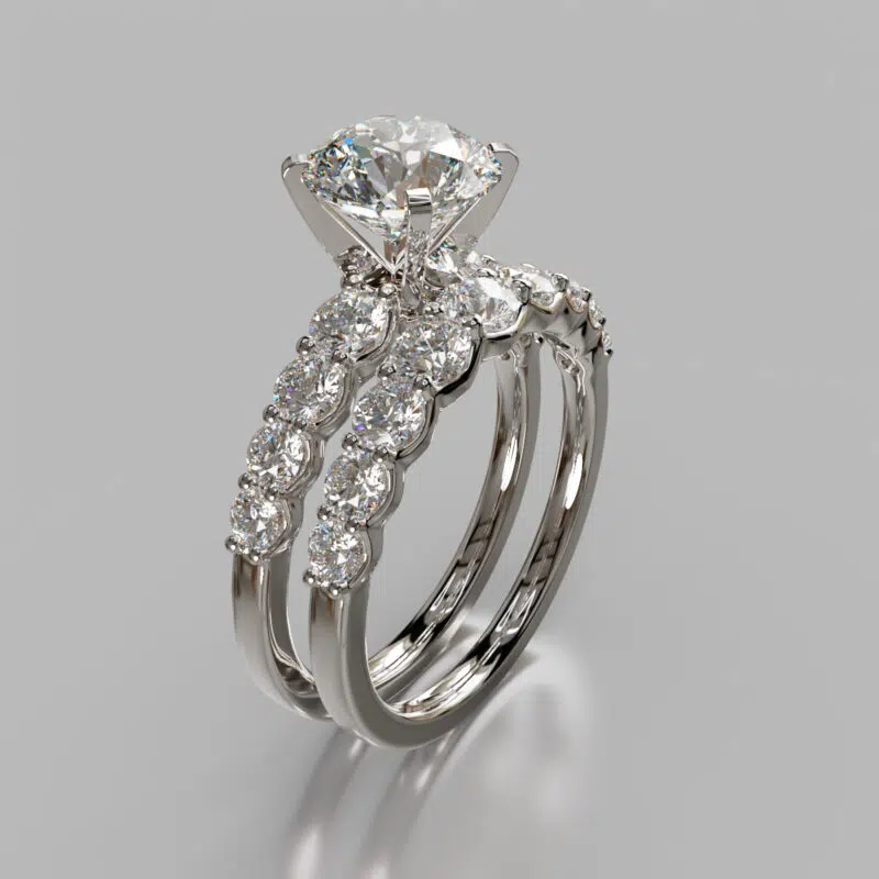 Moissanite Graduated Round Cut Moissanite Bridal Set