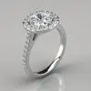 Floating Halo Cushion Cut Moissanite Gold Engagement Ring