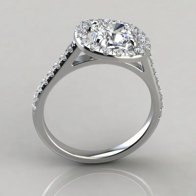 Floating Halo Cushion Cut Moissanite Gold Engagement Ring