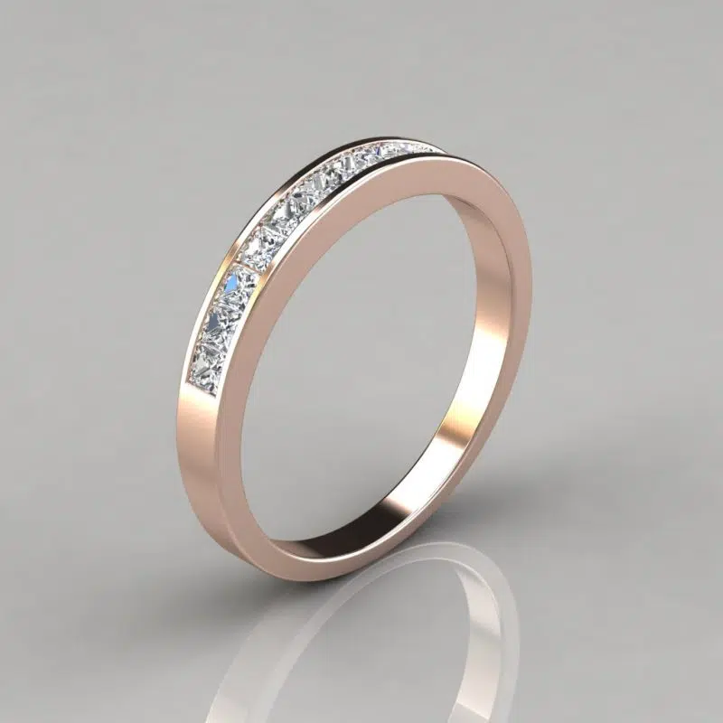 0.48Ct Princess Cut Channel Set Wedding Band Ring