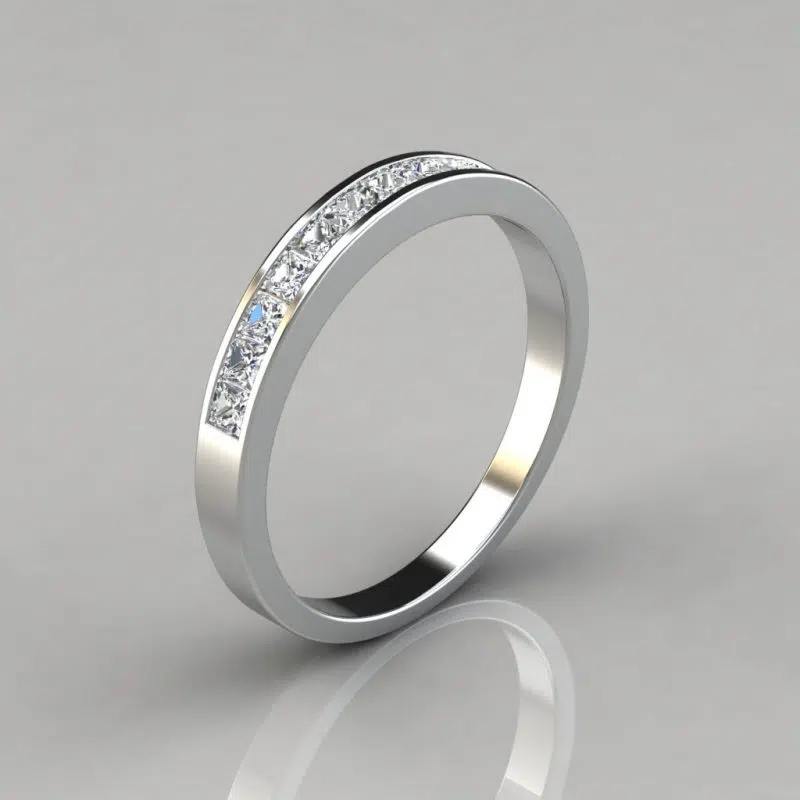 0.48Ct Princess Cut Channel Set Wedding Band Ring
