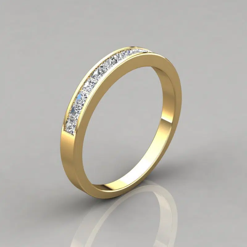 0.48Ct Princess Cut Channel Set Wedding Band Ring