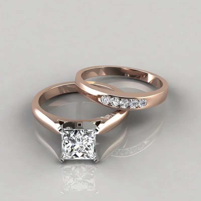 Moissanite Petite Cathedral Princess Cut Bridal Set