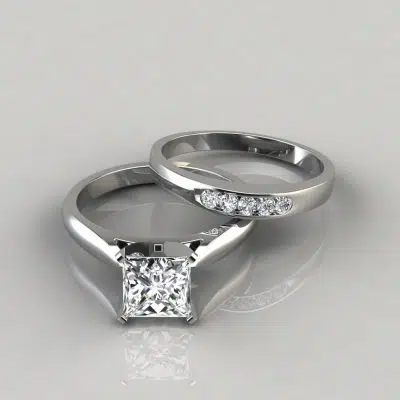 Moissanite Petite Cathedral Princess Cut Bridal Set