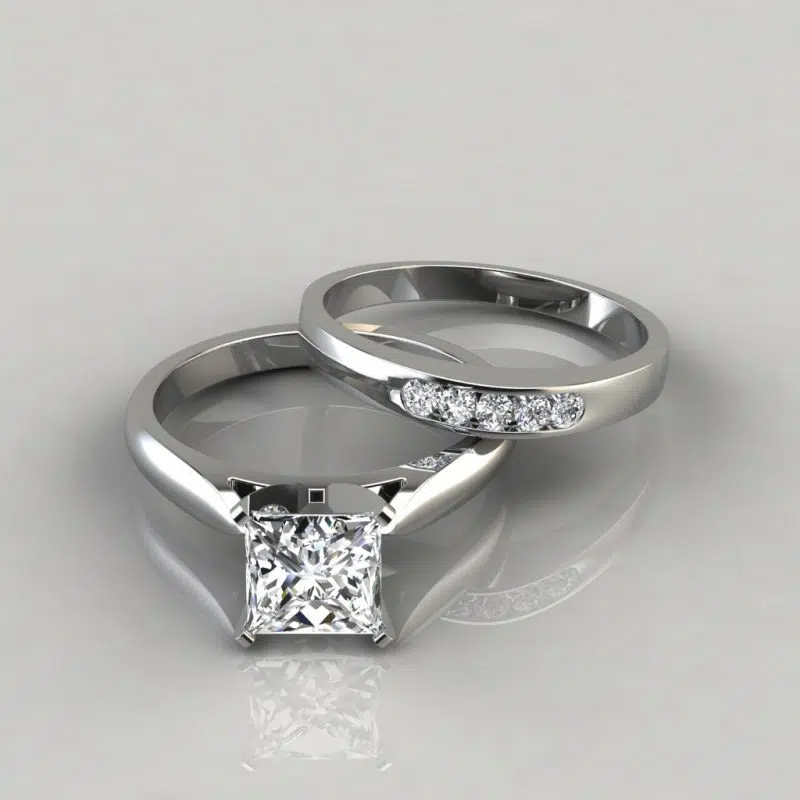 Moissanite Petite Cathedral Princess Cut Bridal Set