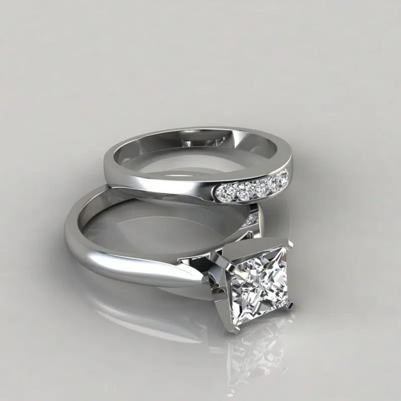 Moissanite Petite Cathedral Princess Cut Bridal Set