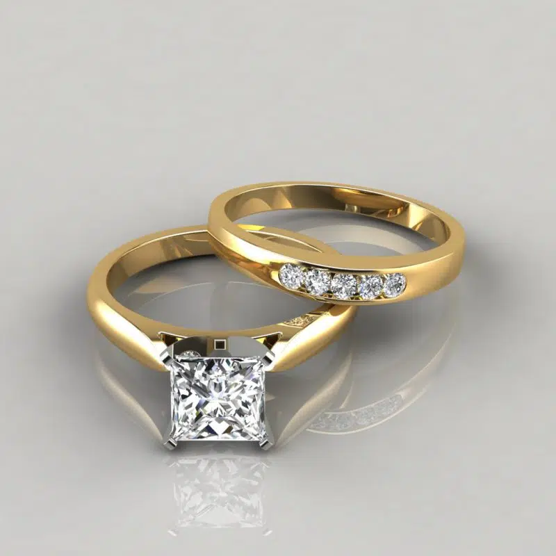 Moissanite Petite Cathedral Princess Cut Bridal Set