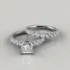 Graduated Moissanite Engagement Ring and Wedding Band Set
