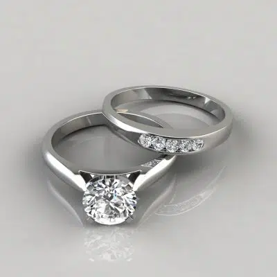 Moissanite Petite Cathedral Round Cut Bridal Set