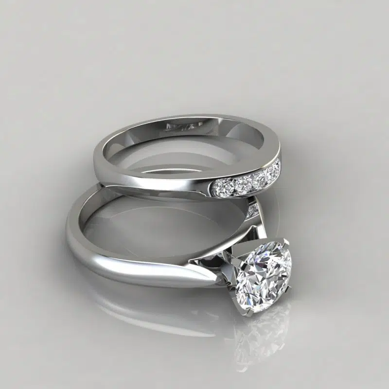 Moissanite Petite Cathedral Round Cut Bridal Set