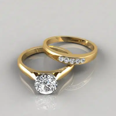 Moissanite Petite Cathedral Round Cut Bridal Set