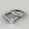 Cathedral Pave Moissanite Engagement Ring and Wedding Band Set