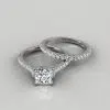 Moissanite Princess Cut Tall Cathedral Style Bridal Set