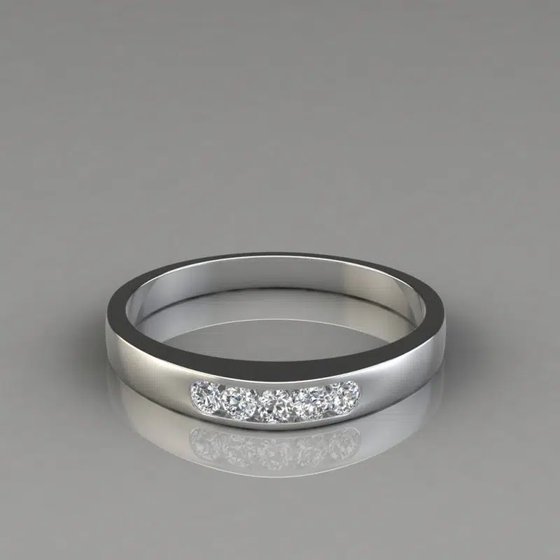 0.13Ct Ladies Round Cut Wedding Band Ring