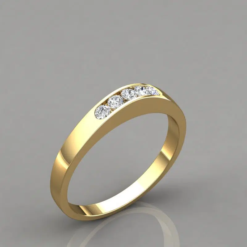 0.13Ct Ladies Round Cut Wedding Band Ring