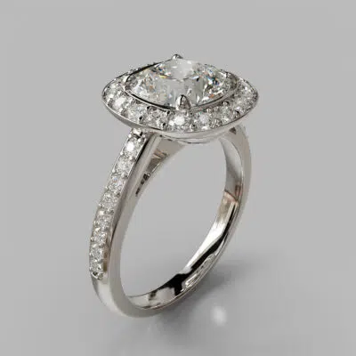 Halo Style Cushion Cut Moissanite Engagement Ring Halo Style Cushion Cut Moissanite Engagement Ring