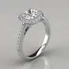 Halo Style Cushion Cut Moissanite Engagement Ring