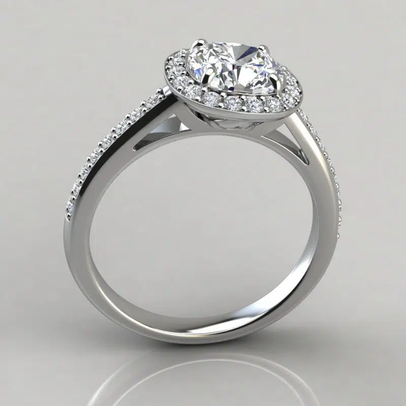Halo Style Cushion Cut Moissanite Engagement Ring