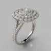 Double Halo Moissanite Cushion Cut Engagement Ring